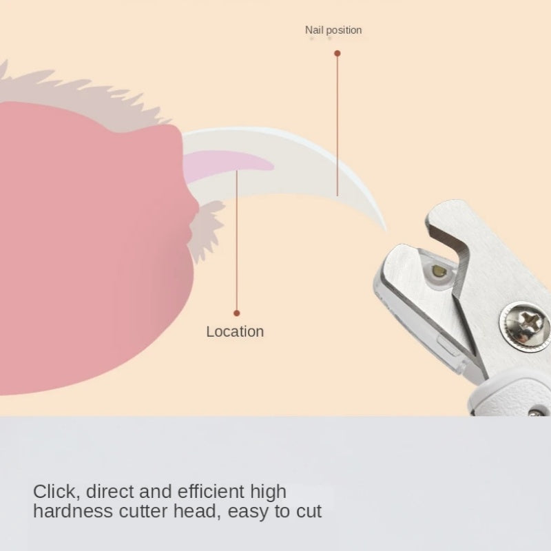 Precision Pet Nail Clipper: Half-moon design, stainless steel cutter for accurate trimming.