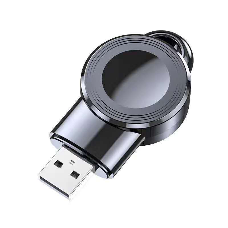 A modern USB wireless charger with an LED indicator showing the charging status of a device.