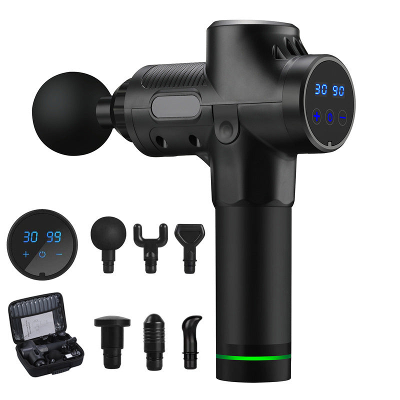 Experience muscle relaxation with this electric massager, featuring a long-lasting battery and LCD touch control.