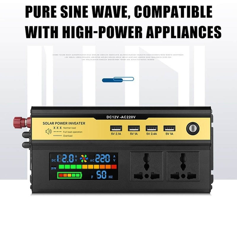 A durable Vehicle Inverter with 12V, 24V, and 48V options, perfect for road trips and adventures.