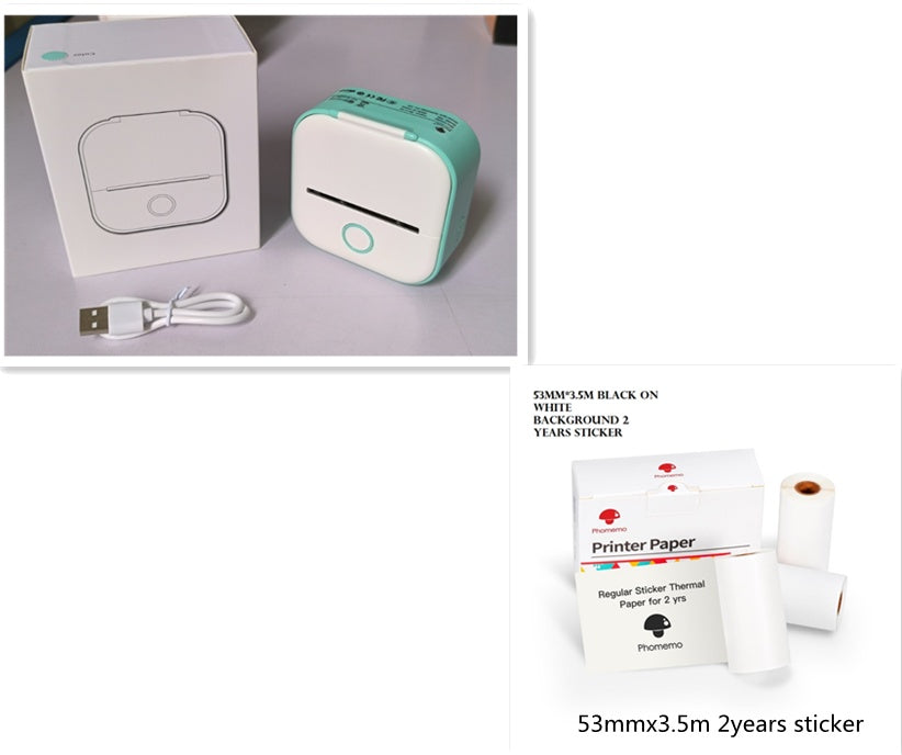 User printing a label via mobile app with the Phomemo T02 mini printer.