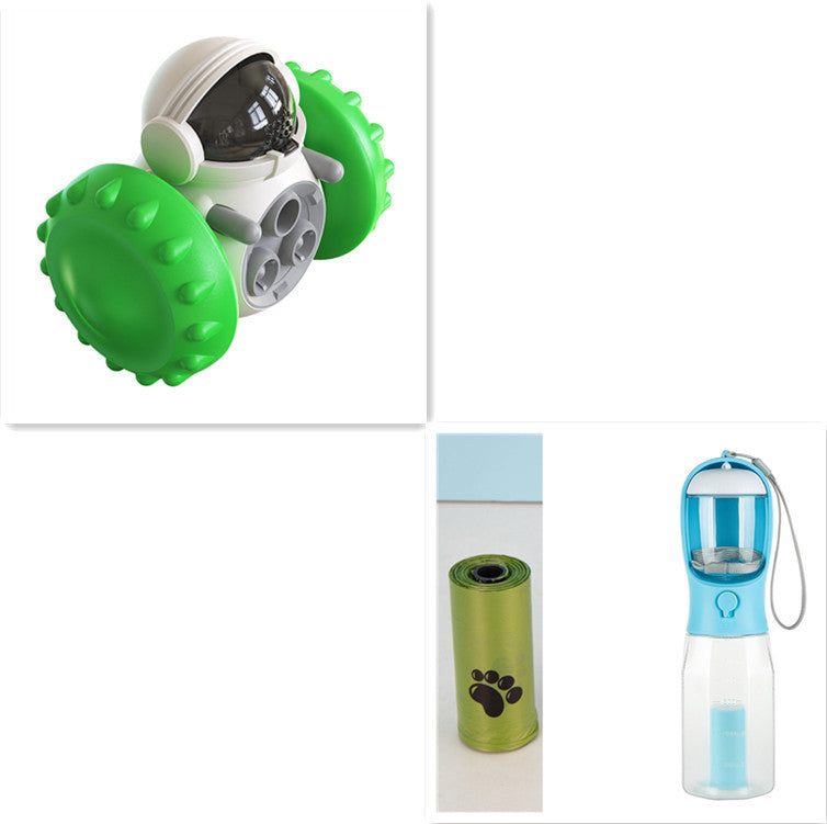 Innovative robot tumbler toy dispensing Cat And Dog Food for extended mealtime fun.
