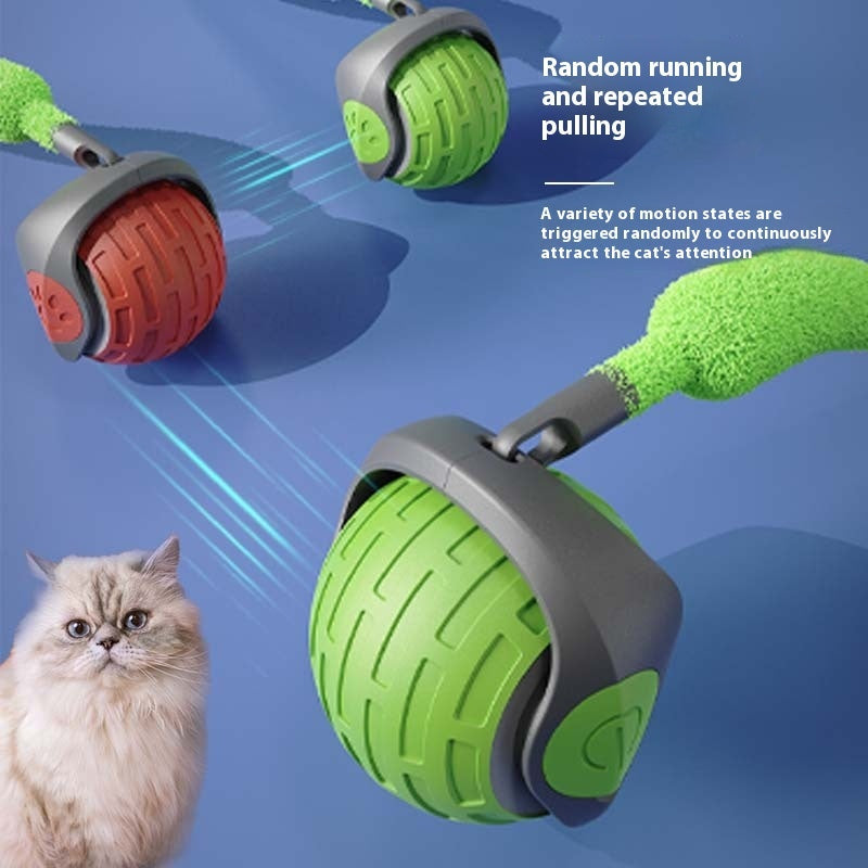Rolling ball toy with a soft silicone outer layer.