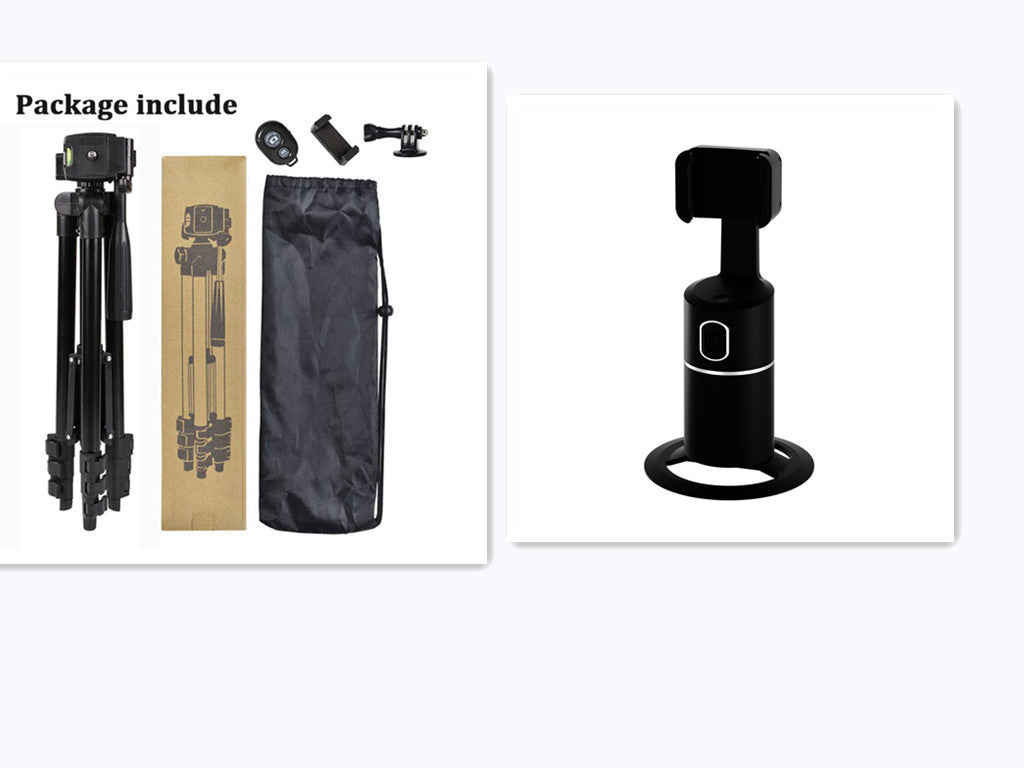 Phone holder with AI face tracking feature, highlighting hands-free video recording.