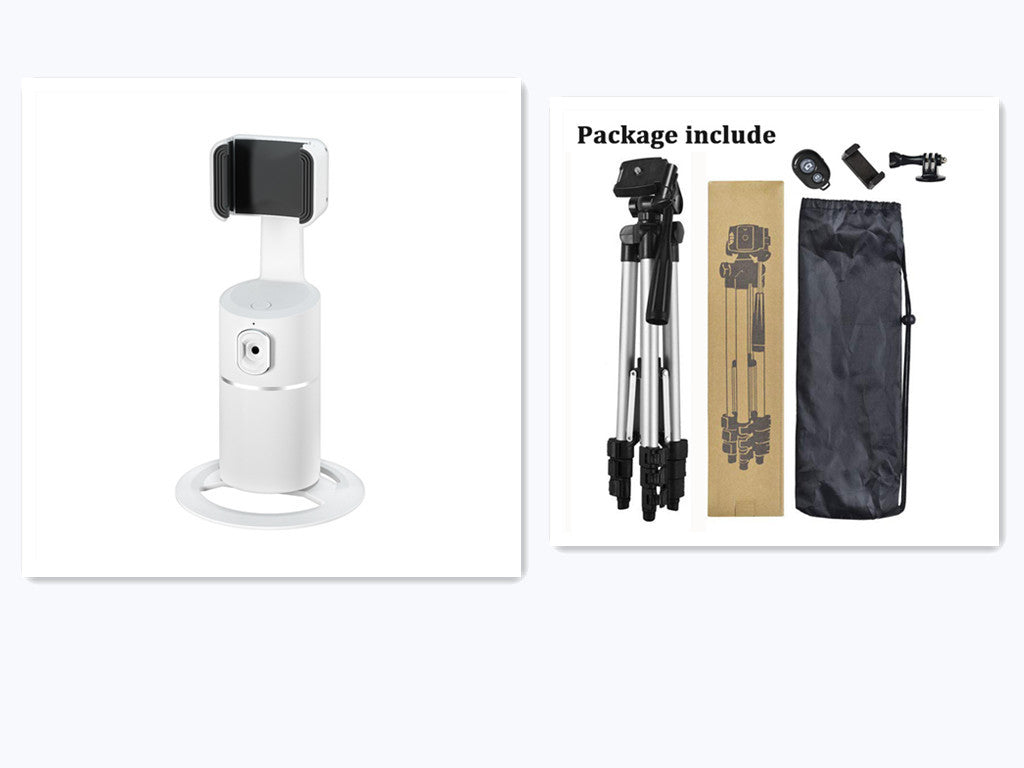 Close-up of phone holder's AI face tracking lens, emphasizing the precision of the technology.