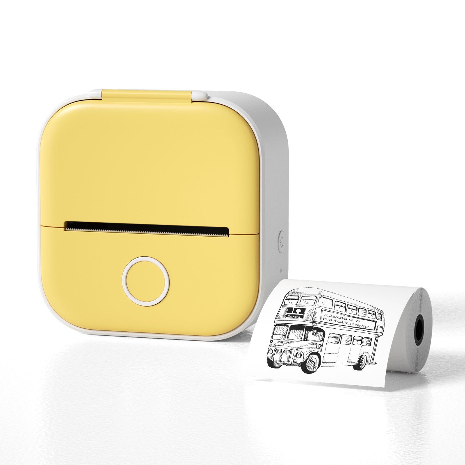 Mini printer with built-in 1000mAh battery for portability.