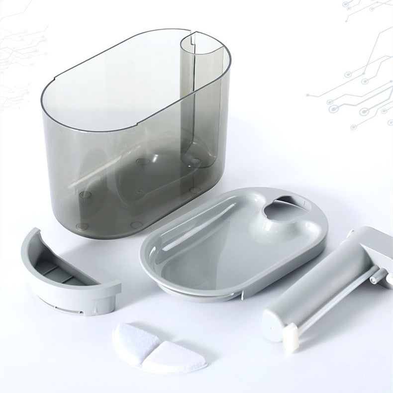 A sleek gray cat fountain with an infrared sensor, perfect for keeping your cat hydrated.