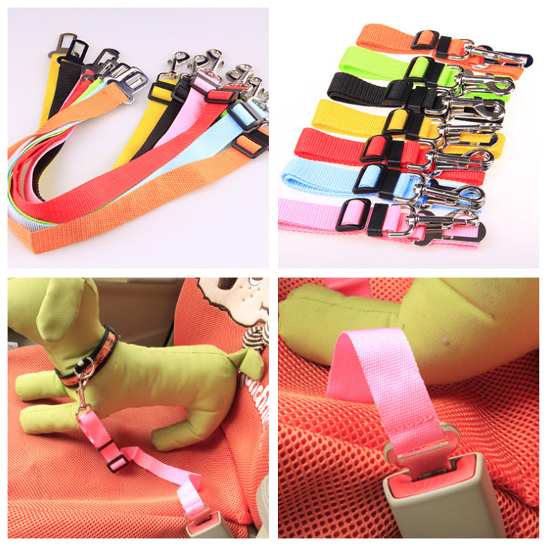 A dog leash with a reflective strip, being used during an evening walk in a dimly lit neighborhood.