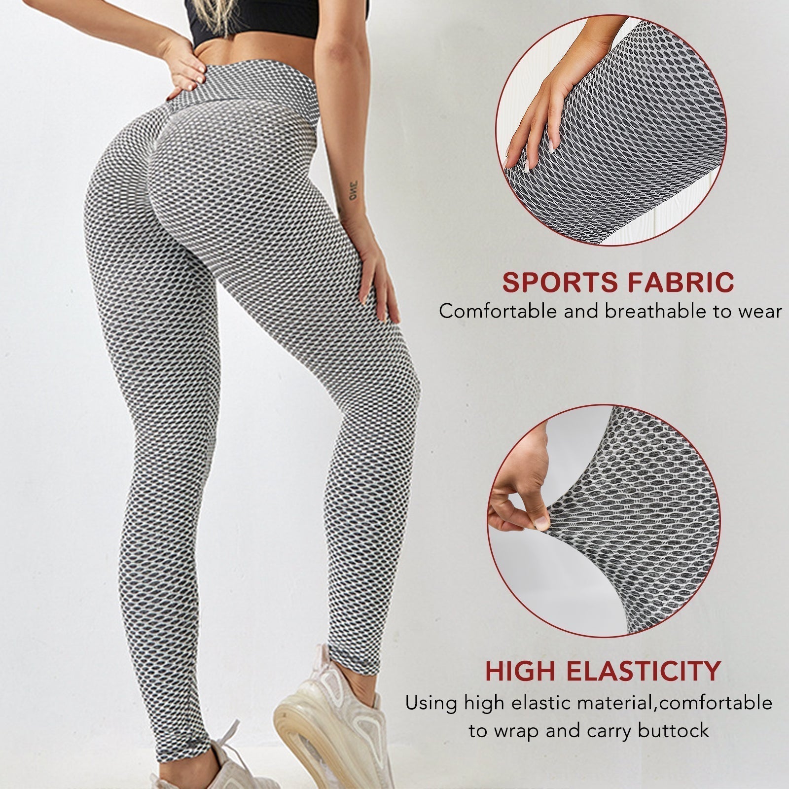 TIK Tok leggings featuring squat-proof, stretchy material for all-day wear.