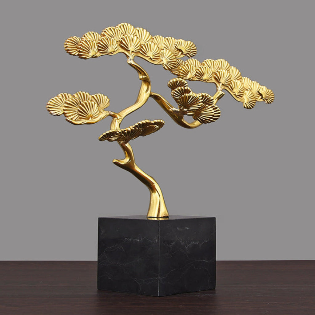 Brass plant-inspired decoration, available in square/round Welcoming Pine or Cangsong style. Perfect for modern interiors.