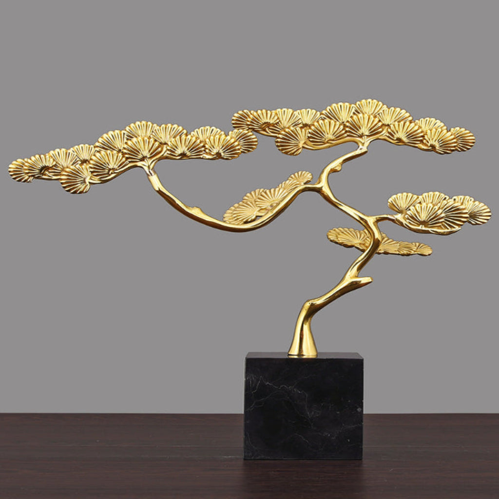 Elegant brass plant-inspired decoration, available in square/round bases or Cangsong style.