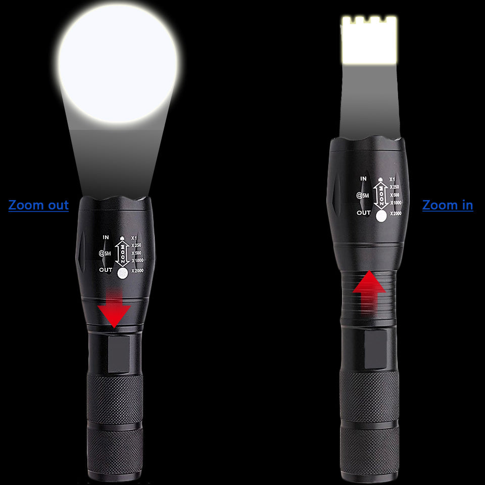 High-performance flashlight with telescopic focus for versatile use.