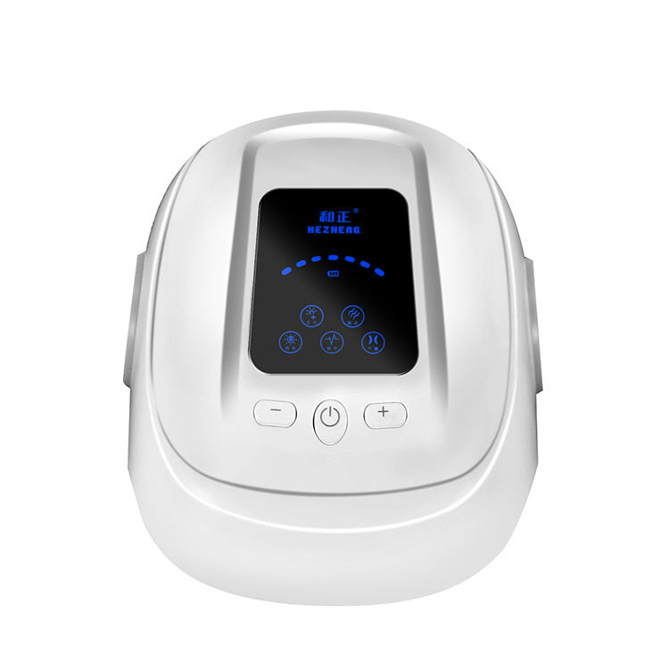 Infrared heating knee massager designed to alleviate knee and rheumatic pain.
