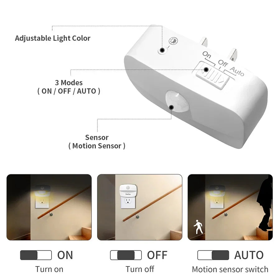 3-Color Motion Sensor Night Light