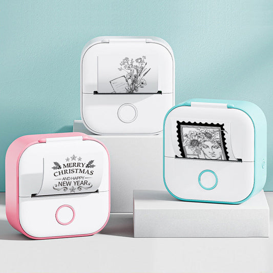 Compact, portable mini printer in multiple colors with Bluetooth and thermal inkless printing.