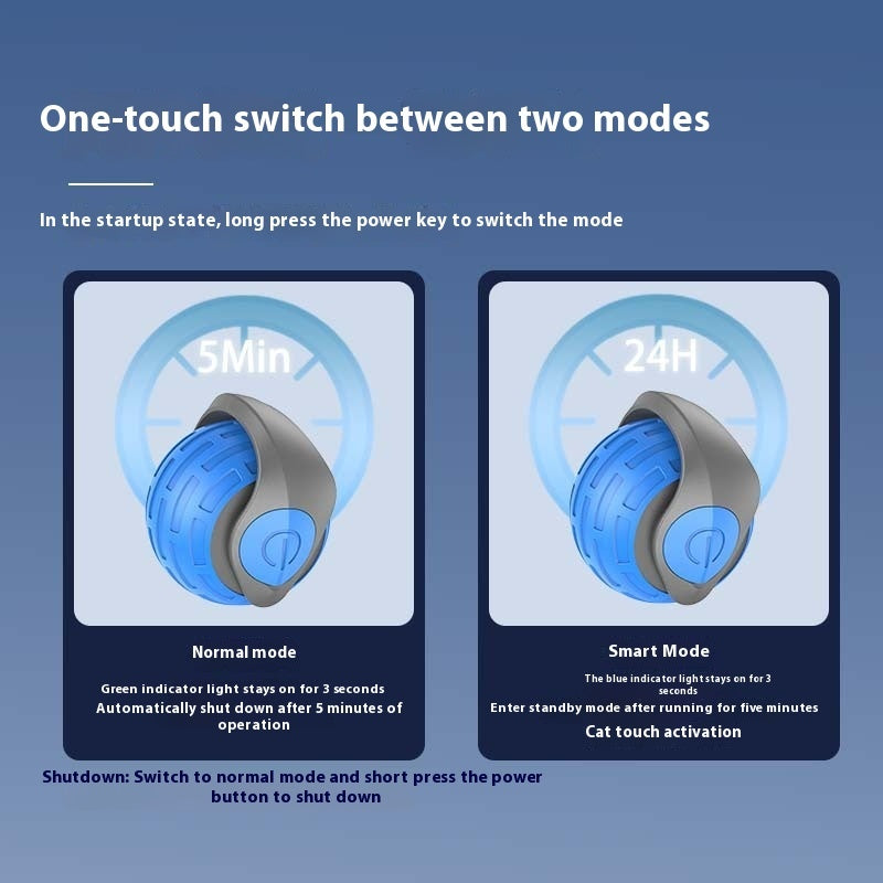 Smart rolling ball changing direction to avoid a cat's paw.