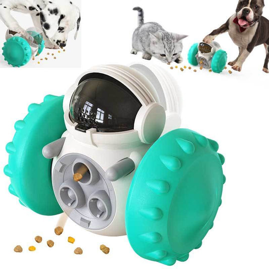 Intelligent robot tumbler toy filled with Cat And Dog Food for interactive pet play and slow feeding.
