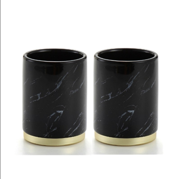 Elegant light luxury bathroom set crafted from fine porcelain with a decal treatment.