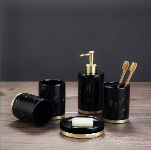 Light luxury ceramic bathroom set made from fine porcelain with a smooth, delicate finish.