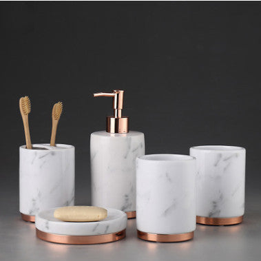 Fine porcelain bathroom set with high-temperature firing for a delicate, premium look.